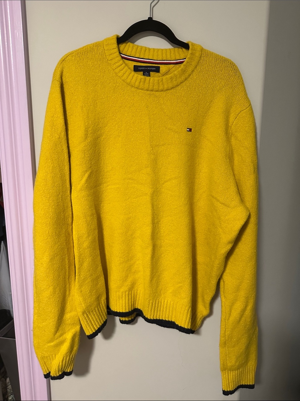 Tommy Hilfiger Bright Yellow Crewneck Sweater with Signature Logo